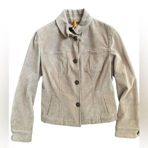 Piazza Sempione Corduroy Cropped Jacket Size Small Taupe Neutral Coat